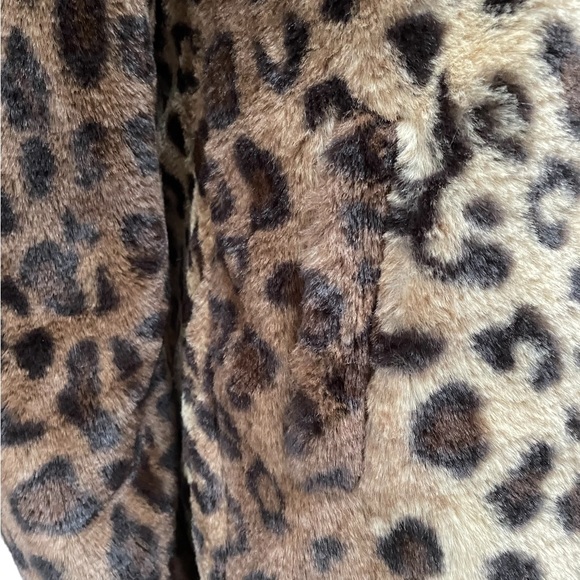 Cavalini Faux Fur Leopard Print Midi Coat Size Large - Picture 3 of 14